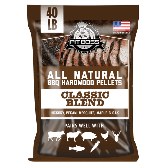 Pit Boss 100% All-Natural Hardwood Classic Blend BBQ Grilling Pellets, 40 Pound Bag