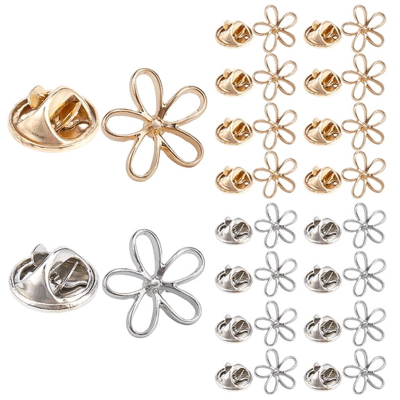 20 Pcs Daisy Flower Modesty Pins Gold and Silver Flower Brooch Pins Metal Suit Shirt Business Lapel Pin Set