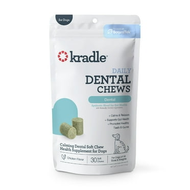 Kradle Daily Dental Chews, Relaxing Daily Soft Dog Chews, Chicken Flavor, 30 Count