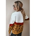 thumbnail image 3 of Round Neck Drop Shoulder Color Block Leopard Print Sweater for Women, 3 of 3
