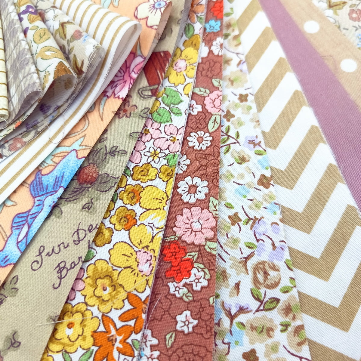 80 Pcs Jelly Roll Fabric Strips for Quilting Fabric, Sewing Supplies & DIY Crafts-2.6 Inch Precut Cotton Fabric Bundles, Perfect for Quilt Projects,Floral Patchwork Brown