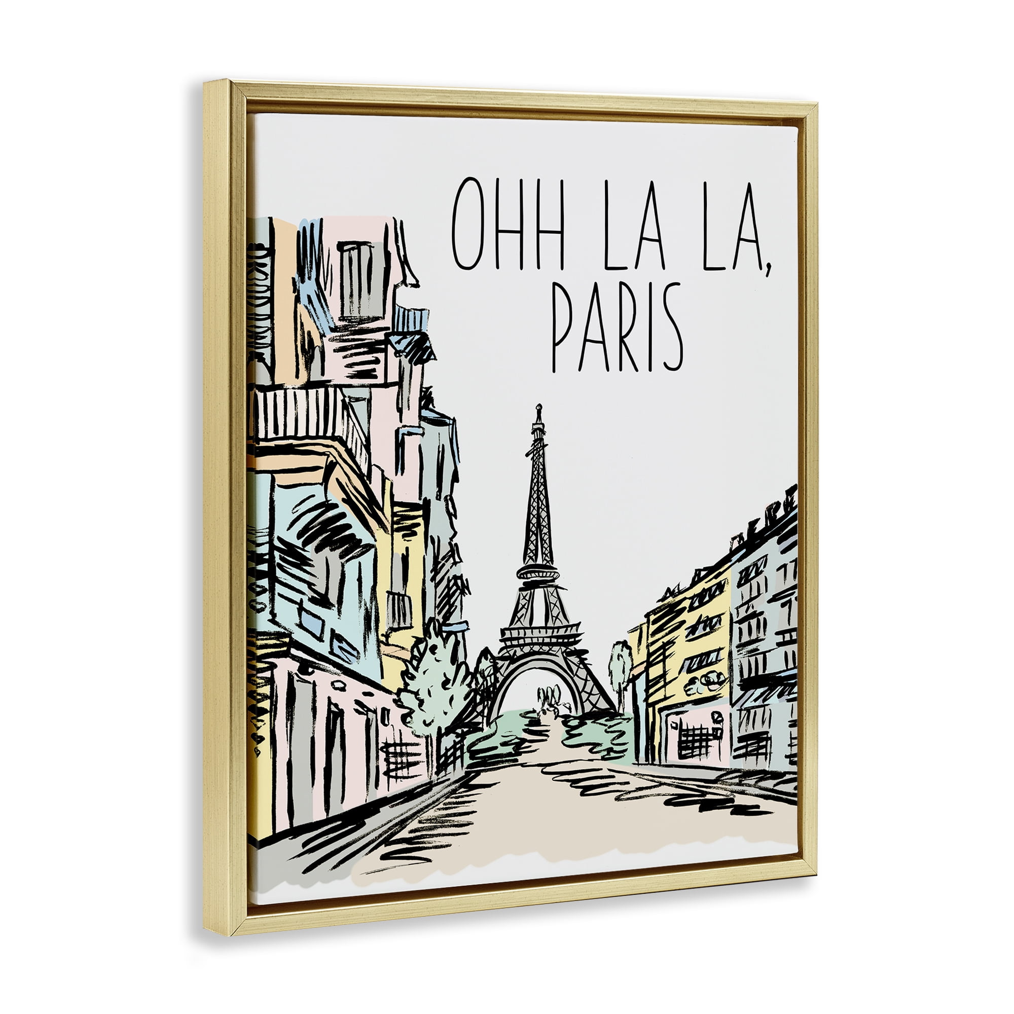 Stupell Industries Ohh La La Paris Gold Framed Floater Canvas Wall Art, design by Elizabeth Medley