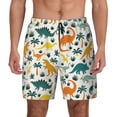 thumbnail image 2 of Goofa Dinosaurs and Tropical Leaves Printed Men's Swim Trunks Board Shorts Quick Dry Mens Swimming Trunks with Compression Liner,Breathable Fit Hawaii Beach Shorts-, 2 of 9