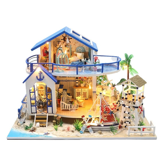 Miniature House Kit, Dollhouse Kit, Miniature Kit, DIY Mini House Building Kit for Adult, Beach House