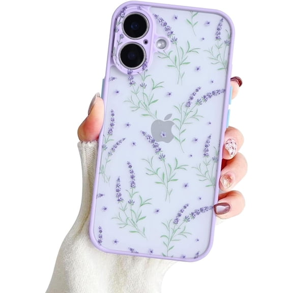 for iPhone 16 Case for Clear Frosted PC Back 3D Floral Girls Woman and Soft TPU Bumper Protective Silicone Slim Shockproof Case for iPhone 16-Small Flower