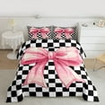 thumbnail image 2 of Homewish Kawaii Pink Ribbon Bedding Comforter Set, Fashion Buffalo Plaid Twin Comforter Sets, Teens Kids Girls Reversible Bedding Set, Luxury Bedroom Decor, 2 Pieces, 2 of 8