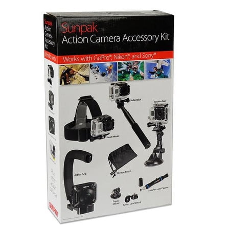 Sunpak Action Camera Accessory Kit – Black, Universal Mounts & Attachments for Action Cams