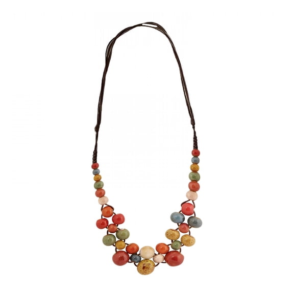 DESIGNICE Bohemian Ceramic Bead Necklace Colorful Statement Jewelry Adjustable Fashion Women'S Accessory Hippie Necklace