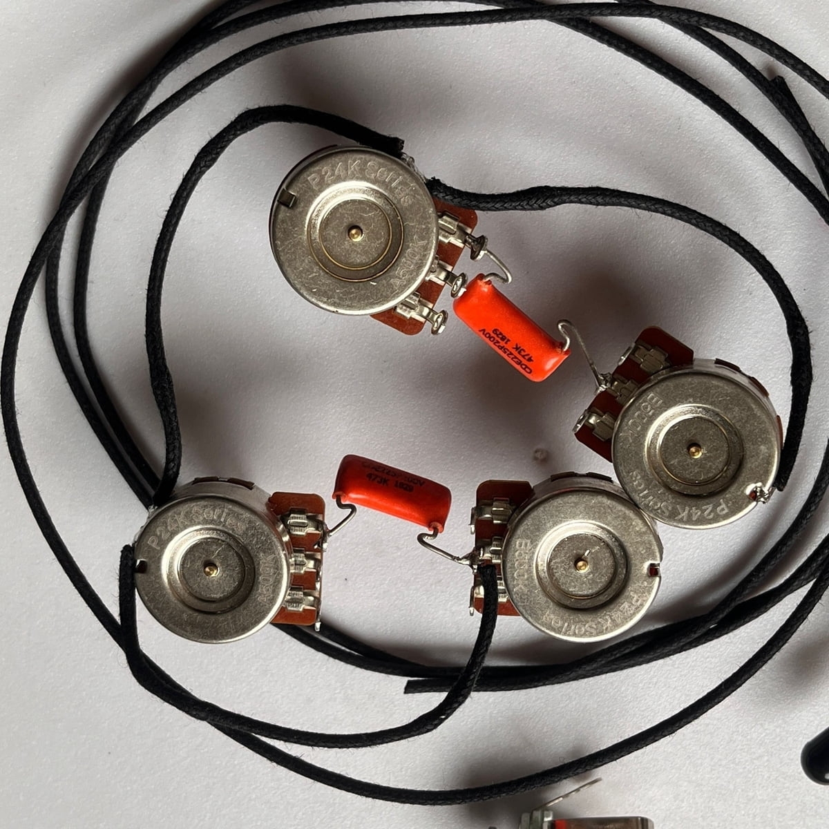 LP/SG Premium Prewired Wiring Harness Kit, Stereo Output Jack,Short Brass Copper Shaft Pots 500K,3-Way Switch Guitar Parts