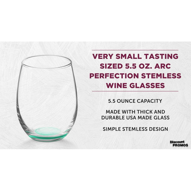 DISCOUNT PROMOS Stemless Wine Glasses by ARC 5.5 oz. Set of 12, Bulk Pack -  Perfect for Hotel, Bar, Restaurant or Lounge - Green