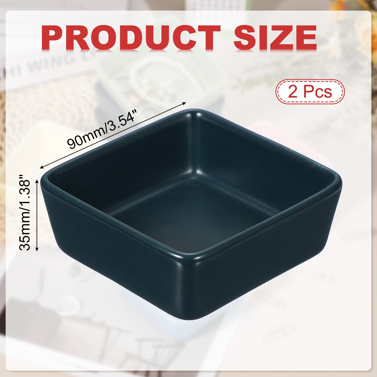 Uxcell Square Paper Clip Holders, 2 Pcs Ceramic Clip Dispenser Organizer Desk Organizer Accessories for Office Desktop Decor Bobby Pin Binder Paper Clamp, Navy Blue