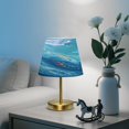 thumbnail image 6 of Tapered Desk Lamp with Antique Brass Base Table Lamps Dimmable LED Bulb Button Switch Night Light Ocean Surface Medium, 6 of 8