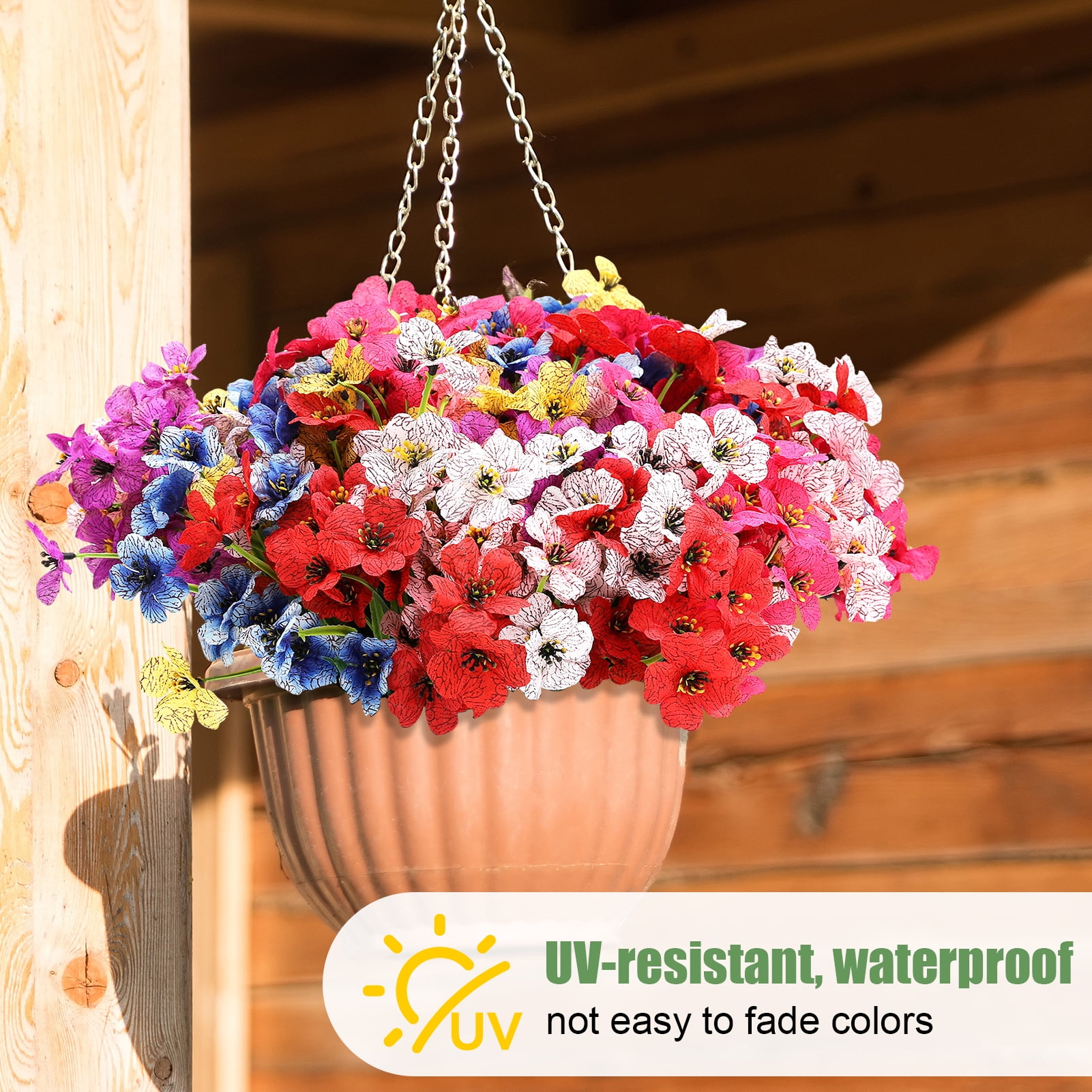 Armscye 28 Bundles Artificial Flowers for Outdoor, Not Fade Fake Plastic Flowers, Faux Plants for Decoration,Hanging Planters Indoor, Outside Garden, Window, Home, Wedding, Farmhouse