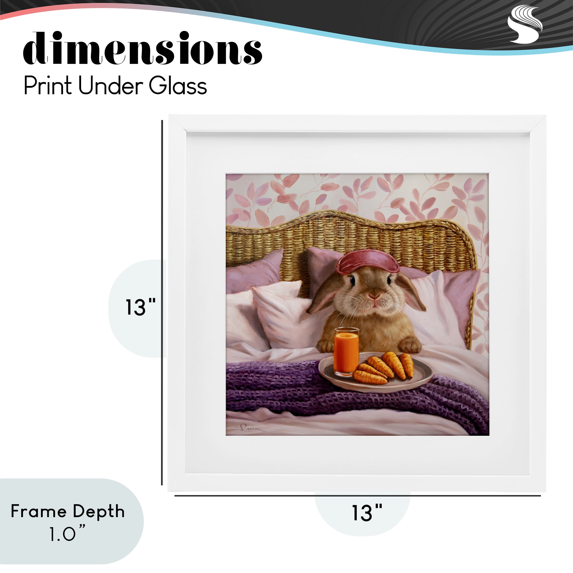 Stupell Industries Hoppy Meal Bunny in Bed White Framed Print Under Glass, design by Lucia Heffernan