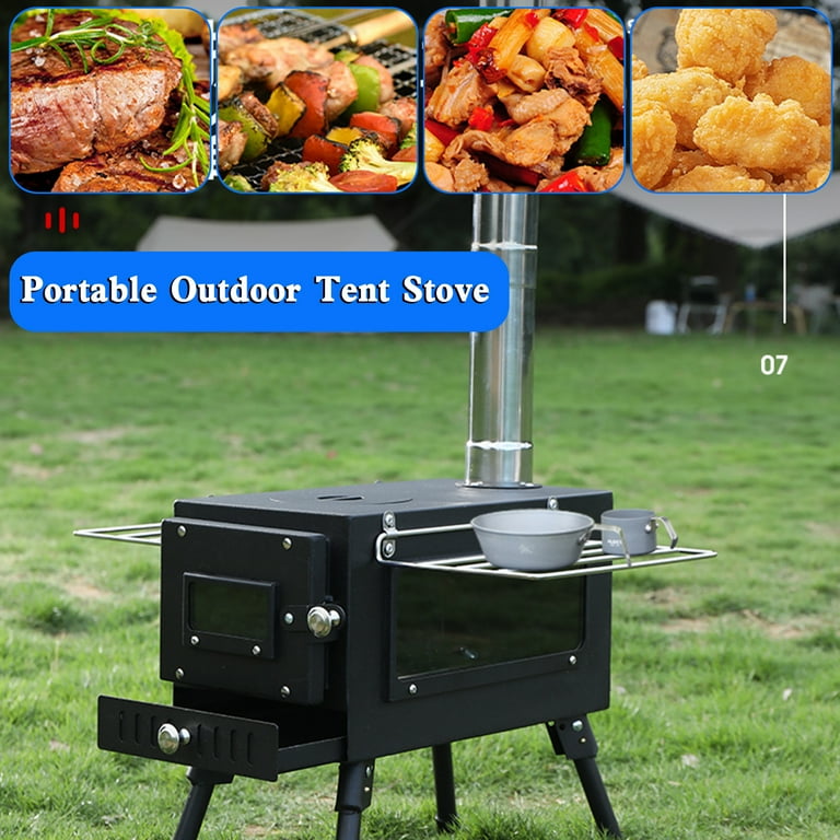 Outdoor Portable Tent Camping Wood Burning Stove with Pipe For Tent Cooking  - Walmart.com