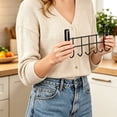 thumbnail image 5 of Over The Door Hooks, Towel Rack Towel Hooks for Bathroom, Towel Holder for Hanging Heavy Duty, Door Rack Over Door Hanger with 5 Coat Hooks for Bedroom Bathroom Kitchen, 1 Pc, 9.4x3.5x0.83", 5 of 6