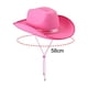 thumbnail image 4 of Sombrero vaquero de ala grande para vaquera, protección solar con bufanda, sombrero de verano para pescar. Rosa, 4 of 9
