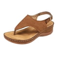 thumbnail image 3 of longantii Orthopedic Casual Sandals for Women Non Slip Slip on Arch Support Summer Flat Sandals Lightweight Work Shoes 2026 Vacation Beach Orthopedic Shoes Brown, 3 of 9