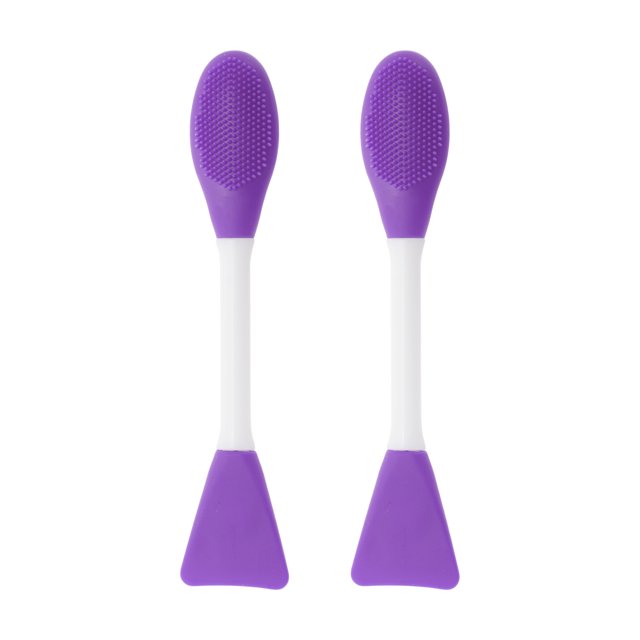 Unique Bargains 2 Pcs Smooth Facial Mask Brush Double-headed Purple