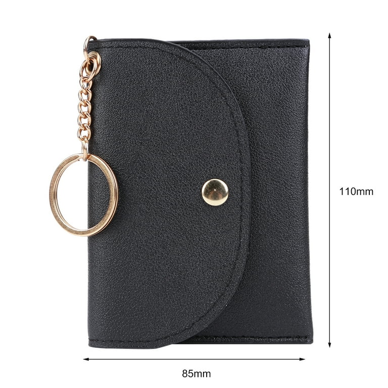 Yucurem Women Wallets Multi slots Keychain Card Holder Leather Coin Purse Black