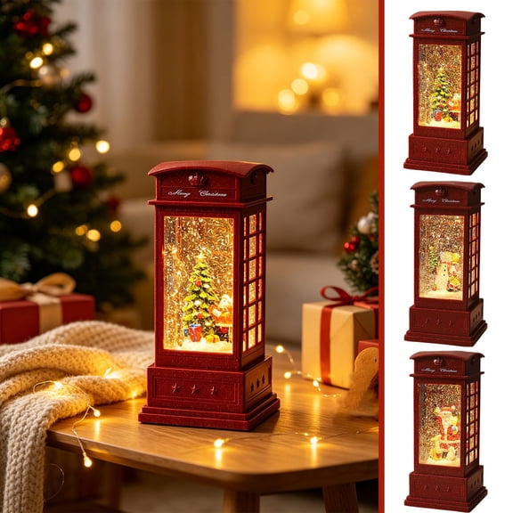 Christmas LED Lantern Resin for Living Room, Entryway and Festive Winter Decorations, Decorative Christmas Accent for Home and Party, Design B