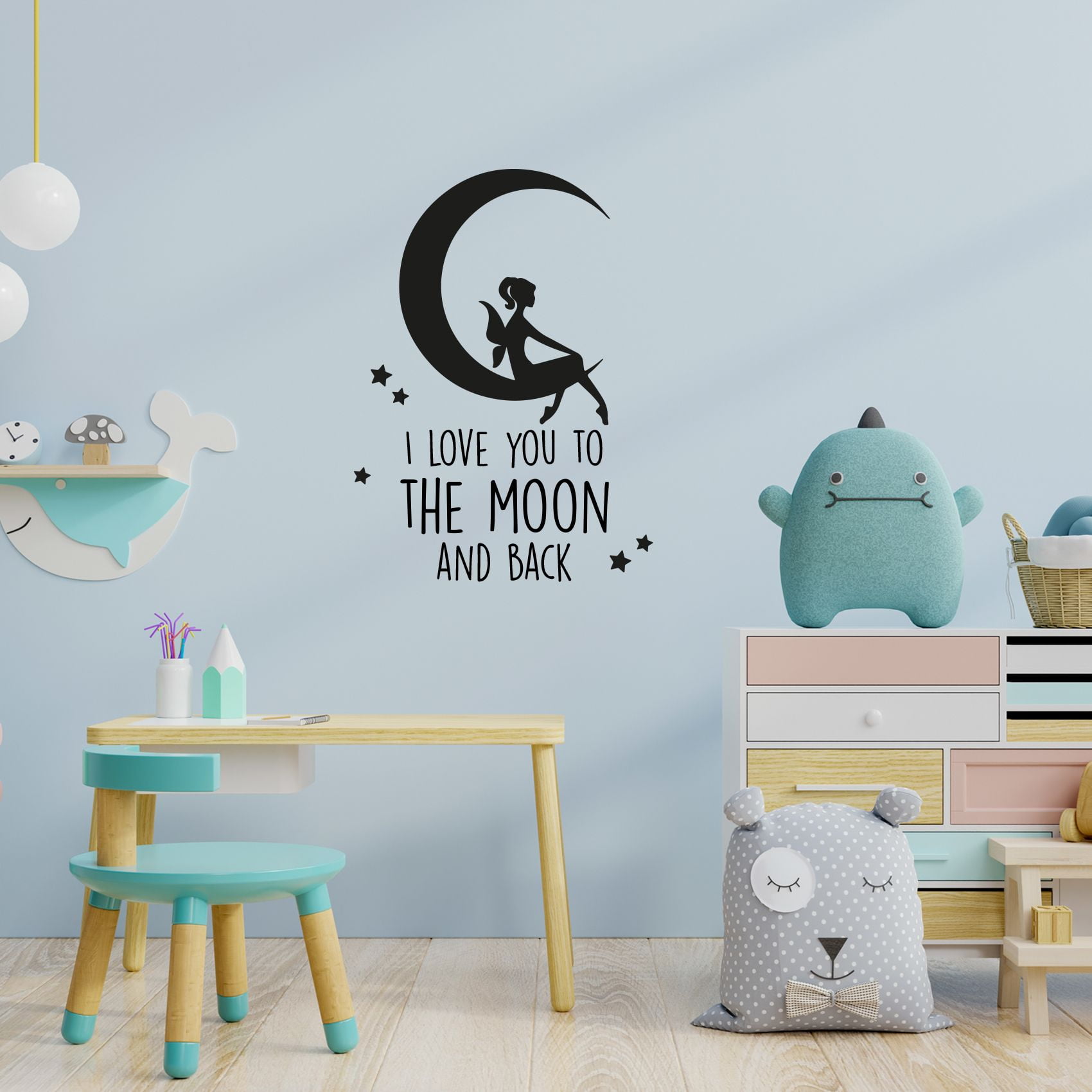 Good Night Moon Fairy Swing Decorative Vinyl Wall Sticker Art Bedroom Decal 