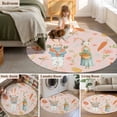 thumbnail image 5 of Round Area Rug 3.3 Ft, Spring Easter Washable Non-Slip Circle Carpet for Living Room/Bedroom, Bunny Carrots Eggs Floral Botanical Pink Low-Profile Small Kitchen Mats Collection Rugs for Indoor, 5 of 8