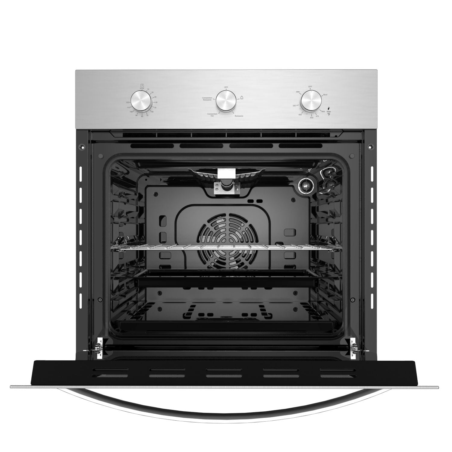 Empava 24 in. 2.3 cu. Ft. Single Gas Wall Oven - Bake Broil Rotisserie Functions with Mechanical Controls - Built-in Timer - Convection Fan in Stainless Steel EMPV-24WO08