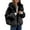 Black, variant on Women's Cropped Puffer Jacket with Hood Zip Up Warm Quilted Coat Red XXXL