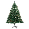 thumbnail image 4 of Árbol de Navidad artificial con bisagras VidaXL, verde y dorado, 1,8 m, con LED, 4 of 9
