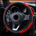 thumbnail image 2 of 1 Cubierta De Volante De Coche Transpirable Antideslizante De Cuero De La PU Cubre De Dirección Adecuado 37-38 Cm Auto Decoración De Fibra De Carbono, 2 of 4
