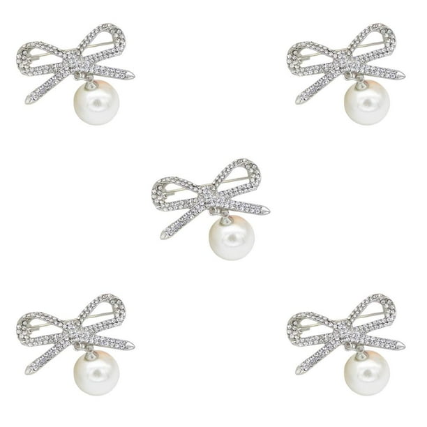 Sonducket Broche de perla con lazo, Pin de solapa esmaltado de imitación, joyería, broches de diamantes de imitación antivaciados para niñas, Type2 NO2