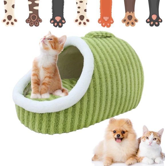 Zentric Lit pour Animaux de Compagnie Cachette Confortable, Lit pour Chien Grotte Confortable Grand Lit pour Chiens, Lit Zentric pour Chien, Lit pour Animaux avec Housse Grotte (Vert, Petit)