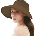 thumbnail image 1 of Women's Sun Visor Hats Wide Brim Straw Beach Hat Ponytail Hats for Women Foldable Floppy, 1 of 5