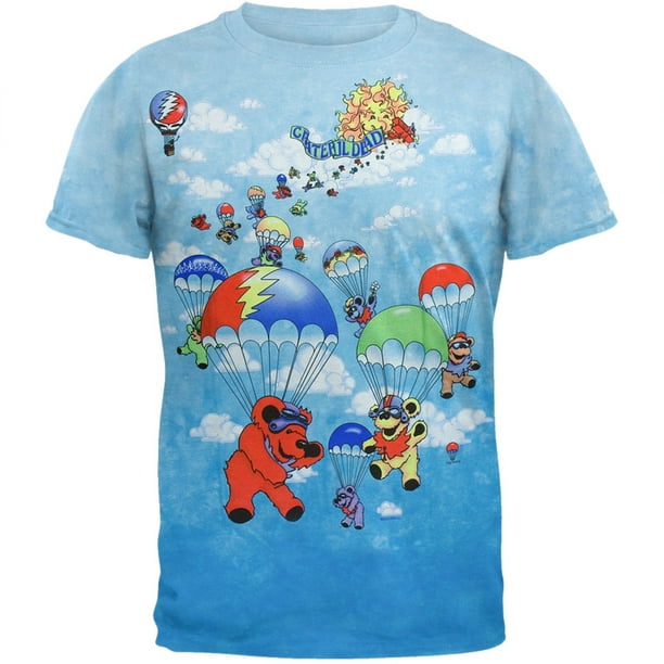 Grateful Dead - Parachute Acid Bears - Liquid Blue T Shirt - Adult