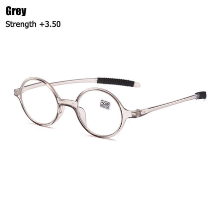 Fashion Round Frame +1.0~+4.0 Vision Care Reading Glasses Far Sight Eyewear Ultralight Presbyopic Eyeglasses GREY STRENGTH +3.50
