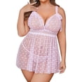 thumbnail image 2 of KISSGAL Plus Size Lingerie for Women Heart Print Lace Nightwear Sheer Cheimse Sleepwear with Lace Up Bows for Valentine, 2 of 6