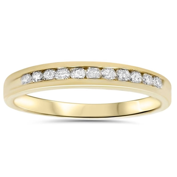 Pompeii 1/4ct 14K Yellow Gold Diamond Wedding Guard Stack Ring (G,I2)