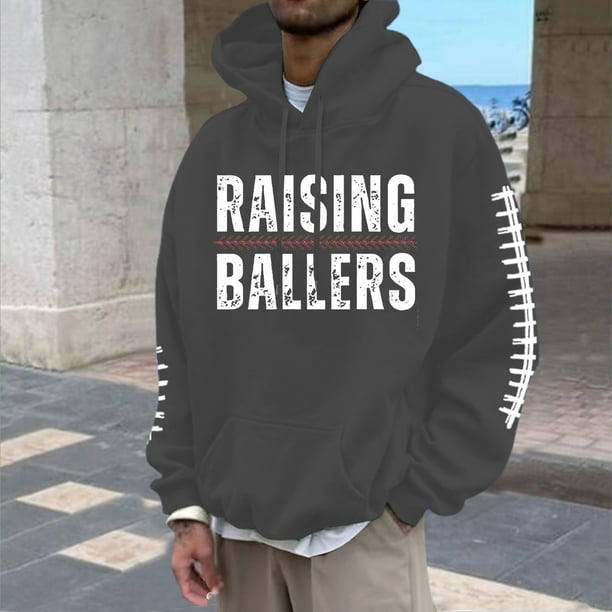 MHFRRA Sudadera con Capucha y Sudaderas para Hombre, Informal, con Estampado de Fútbol, Holgada, Cómoda y Forrada, para Uso Diario Gris oscuro