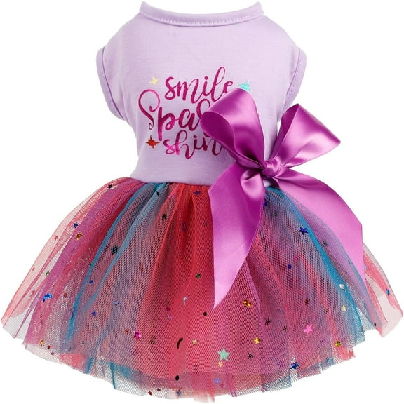 Dog Dresses for Small Dogs Girl Spring Summer Dog Clothes Cute Dog Tutu Skirt Pink Purple Puppy Dresses Pet Cat Apparel Tiny Dog Outfit