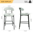 thumbnail image 6 of FFZ 26 inch Teddy Fabric Counter Height Bar Stools Black Powder Coating Base Set Of 2 Snow, 6 of 10