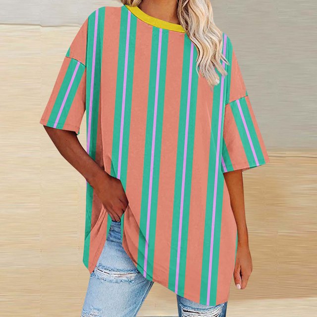 Fiudx Tops para Mujer Camiseta Informal con Estampado de Letras para Mujer, Top de Manga Corta con Cuello Redondo y Hombros Caídos