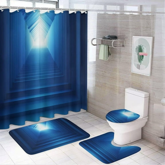 Shower Curtain sets for Bathroom Sets with Liner, Blue Leaf Cool Blue Pattern Printed on Bathroom Decor and Accessories, Perfect for Bathroom Hotel Dorm Spa Home, 72 x 72 inches