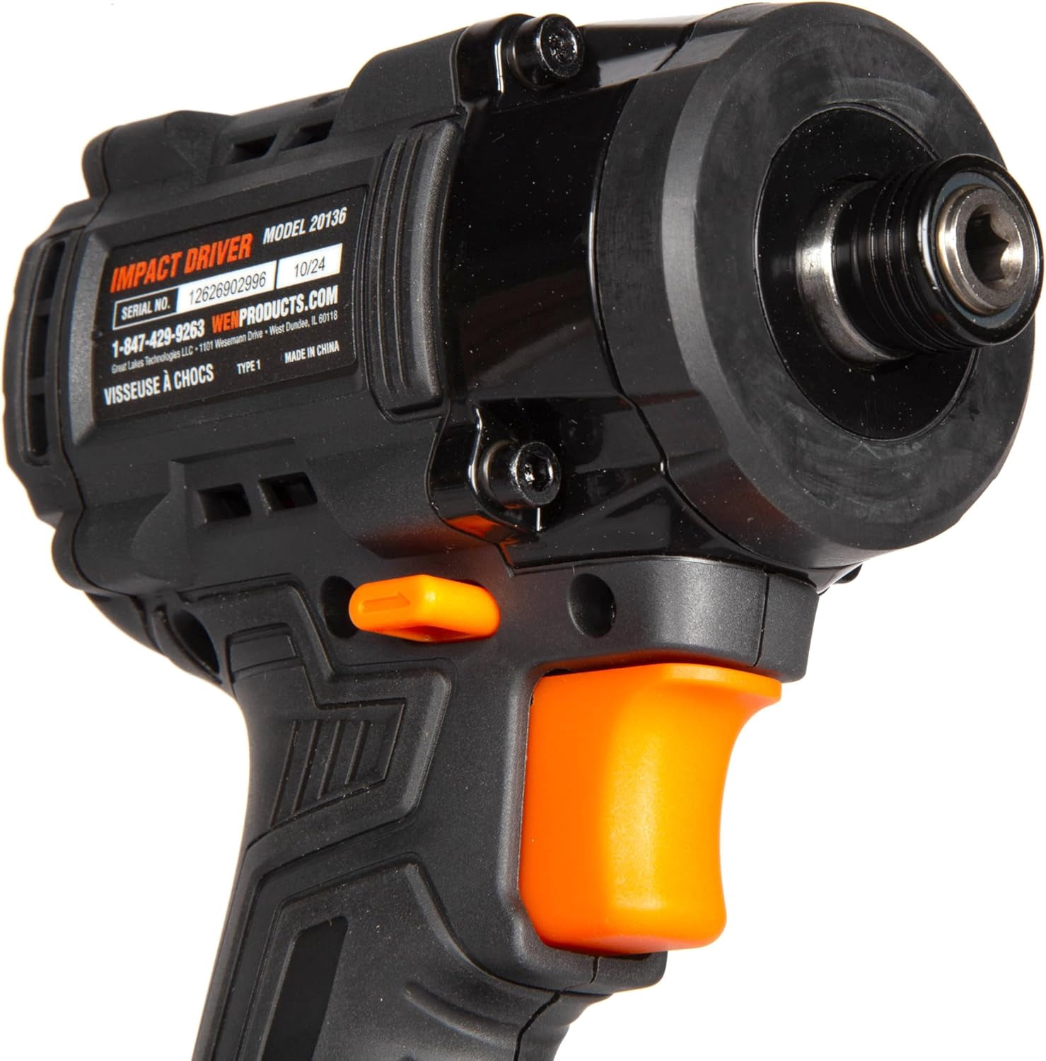 WEN 20V MAX Lithium-Ion 1/4-Inch Brushless Cordless Compact Impact Driver (Tool Only – Battery Not Included)