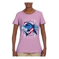 thumbnail image 2 of Wild Bobby Great White Shark USA Since 1776 Women Graphic Tee, 2 of 6