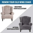 thumbnail image 6 of Dowbom Velvet Wingback Chair Cover 1-Piece Stretch Wing Chair Slipcover Washable, 6 of 7