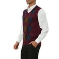 thumbnail image 4 of MODA NOVA Big & Tall Men's Casual Argyle Vest Sweater Slim Fit Knit Pullover Red LT, 4 of 5