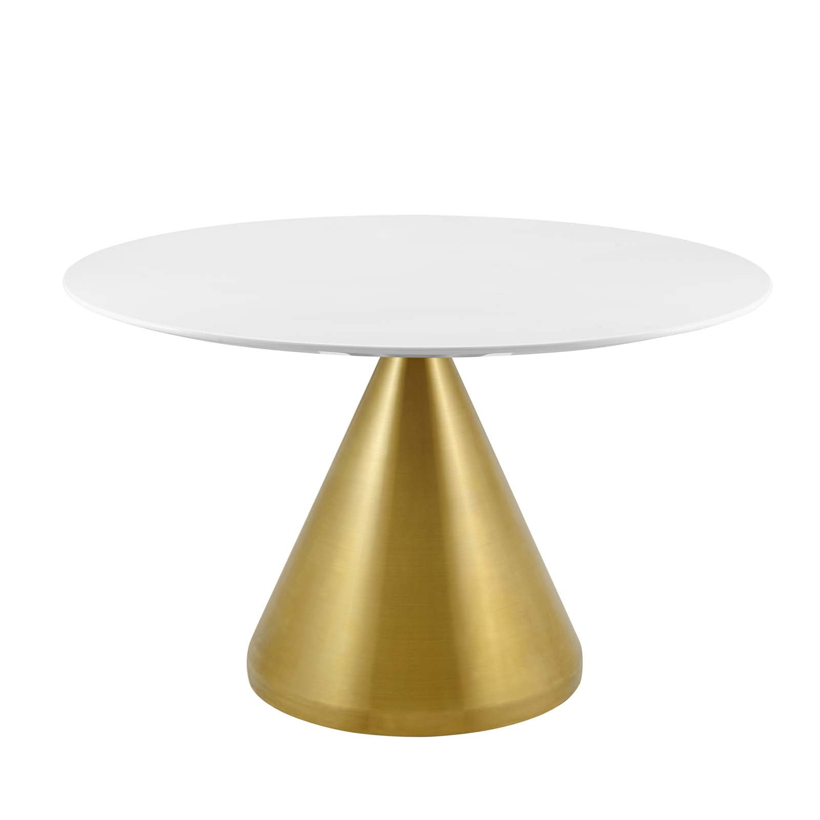 Dining Table, Round, Wood, Metal Steel, Gold White, Modern Contemporary ...