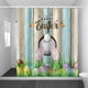 thumbnail image 5 of Ahorros Garantizados, Cortina de ducha de Pascua con diseño de conejito de acuarela y flores, decoración de baño para vacaciones de primavera, tela lavable Akmoler, 5 of 9