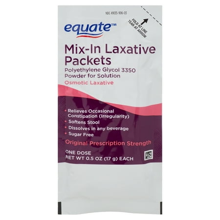 Equate Mix-in Laxative Packets for Constipation Relief, Polyethylene Glycol 3350, 10 Count
